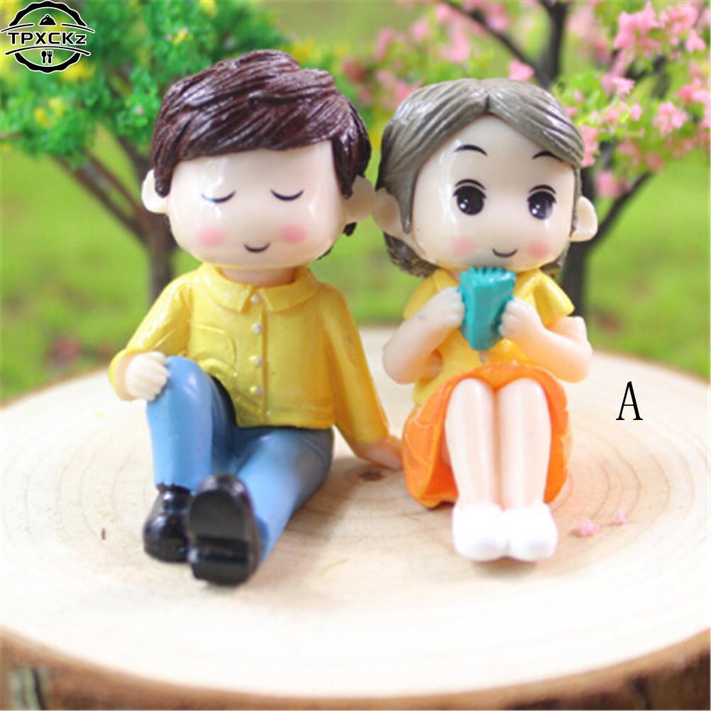 1set Mini Stool Lovers Old Couple Animals House Tree Fairy Garden Miniatures Terrarium Action Figures DIY Micro Landscape Decor