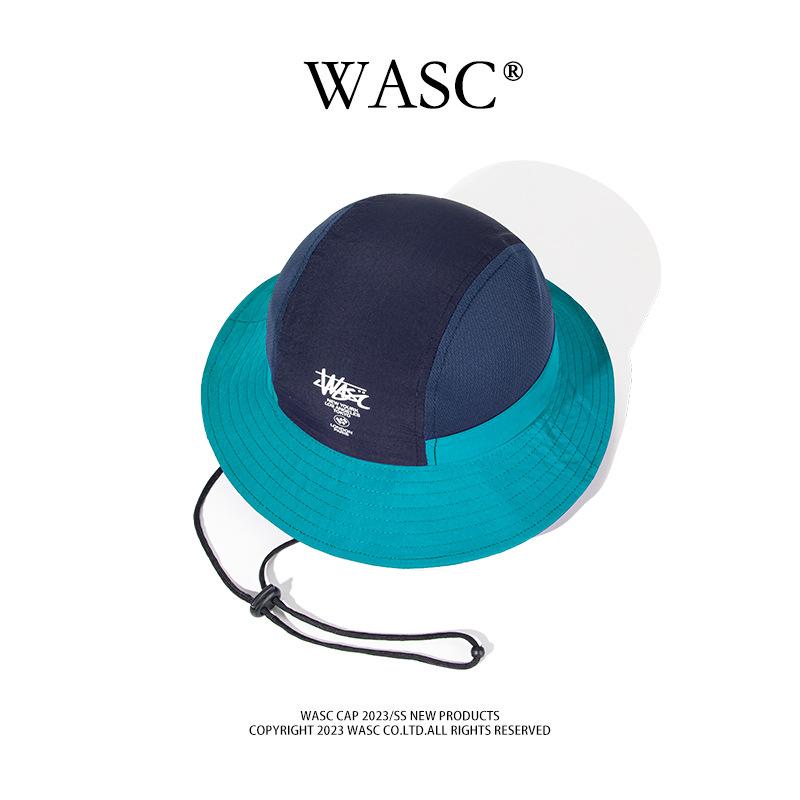 Quick-drying bucket hat Outdoor mountain climbing color matching Embroidered mountaineering hat Adjustable rope Curling basin hat Shade surf hat