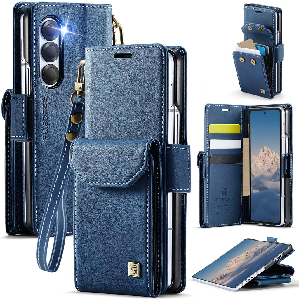 Suitable for Samsung Z Fold6 Phone Case, ZFOLD5 Phone Leather Cover with Card Slot and Wallet, Foldable Flip Cover