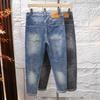 Spring Thin Jeans Ripped Scar Repair Pants for Men