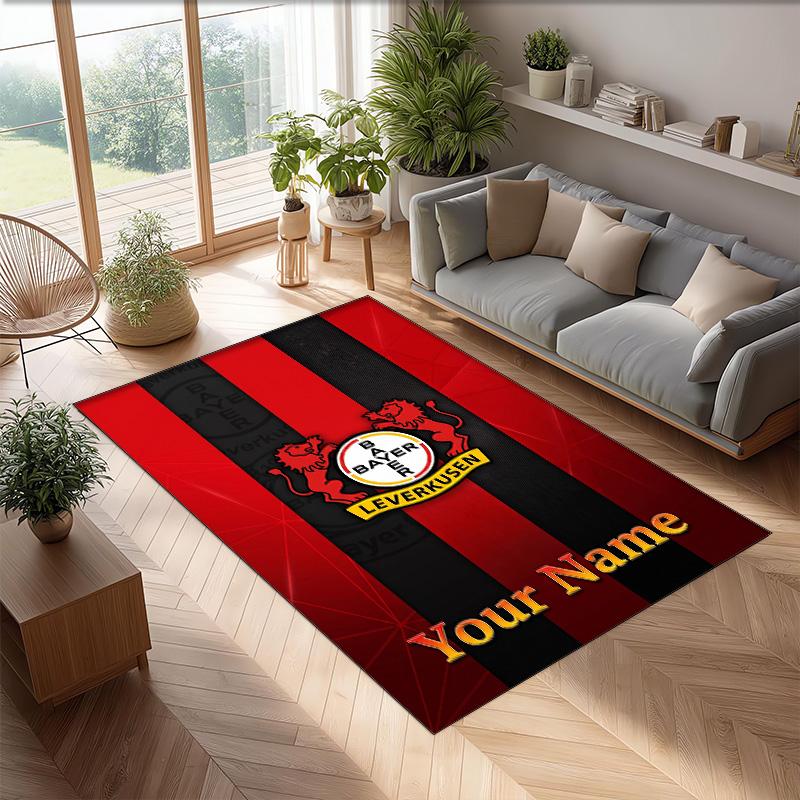 Bayer Leverkusen Fußball Gedruckter Kristall-Samt-Teppich Rutschfester Kristall-Samt-Teppich Für Sofa Schlafzimmer Innenbereich Heimdekoration