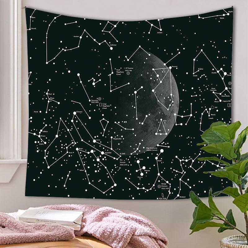 Constellation Wall Tapestry Star Map Art Moon And Zodiac Design Space Decor For Bedroom And Study Room