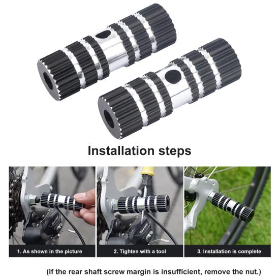 1 Pair Anti-slip Groove Strong Load-bearing High Hardness Bike Rear Pedals Aluminum Foot Rest Pegs Bike Accessories