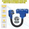 Kanayu Overload Protector 30 Amp to 110V RV Generator Distribution Adapter Cord Compatible with NEMA TT-30P to 3X 5-15R/5-20R, 30A to 15/20A,