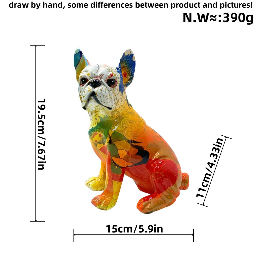 Modern Creative Gradient Tilted Head Bulldog Ornaments Home Decoration Resin Crafts Housewarming Gifts