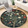 1PC Floral Tree Birds Office Round Area Rug,  Mat Suitable ForOffice, Under Office Chairs Bedroom Living Room Home Decor, Room Deco