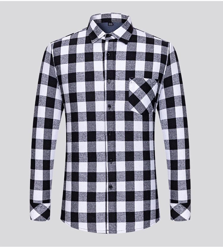 Men's Stylish Plaid Shirt, Long Sleeve, 100% Cotton, Brushed Velvet, Thickened for Spring and Winter.
