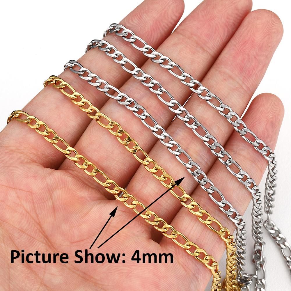 2meters 1Meter Gold Color Stainless Steel Chains for Jewelry Making DIY Necklace Bracelet Choker 2.5mm 4mm 5mm Chain Wholelsale