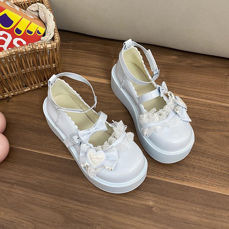 College Style Jk Platform Bow Shoes Women's Single Shoes Sweet Loli 2025 New Platform Heightening Lolita Women's Shoes