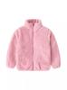 Unisex Children's Warm Fleece Jacket with Pockets - Korean Style, Stand Collar, Long Sleeve