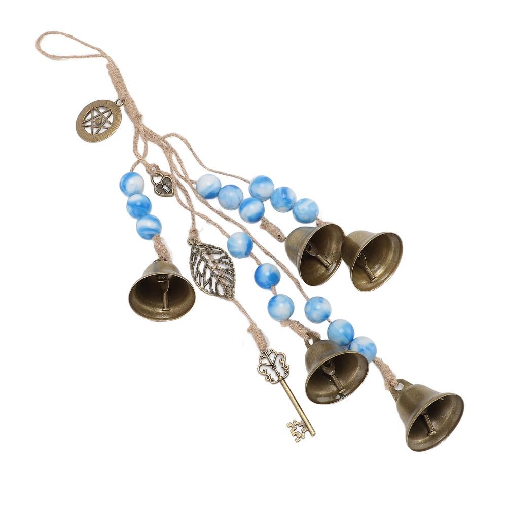 2pcs Metal Bells Door Hanging Bell Wood Beads Wind Chimes Decorative Witch Bells  Home Room Decor