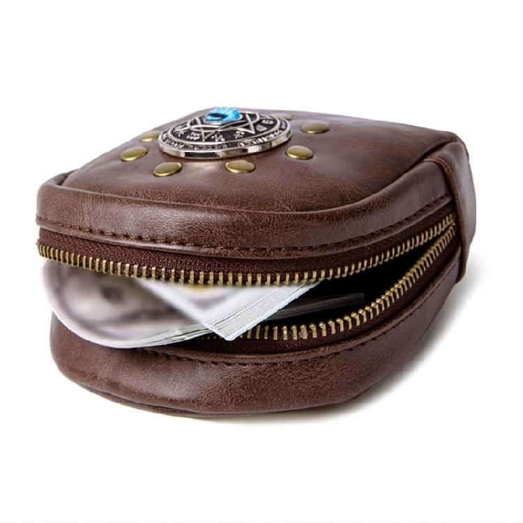 Portable Medieval Coin Bag PU Leather Belt Pouches Retro Waist Pack for Renaissance Halloween and Costume Parties