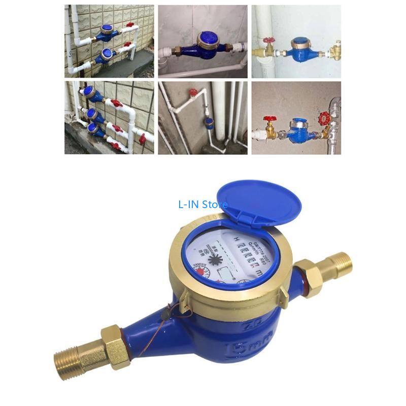 Water Meter Heavy Duty Brass Measure Tap Cold Water Meter Home Garden Wet Table Measuring Tools Water Measurement