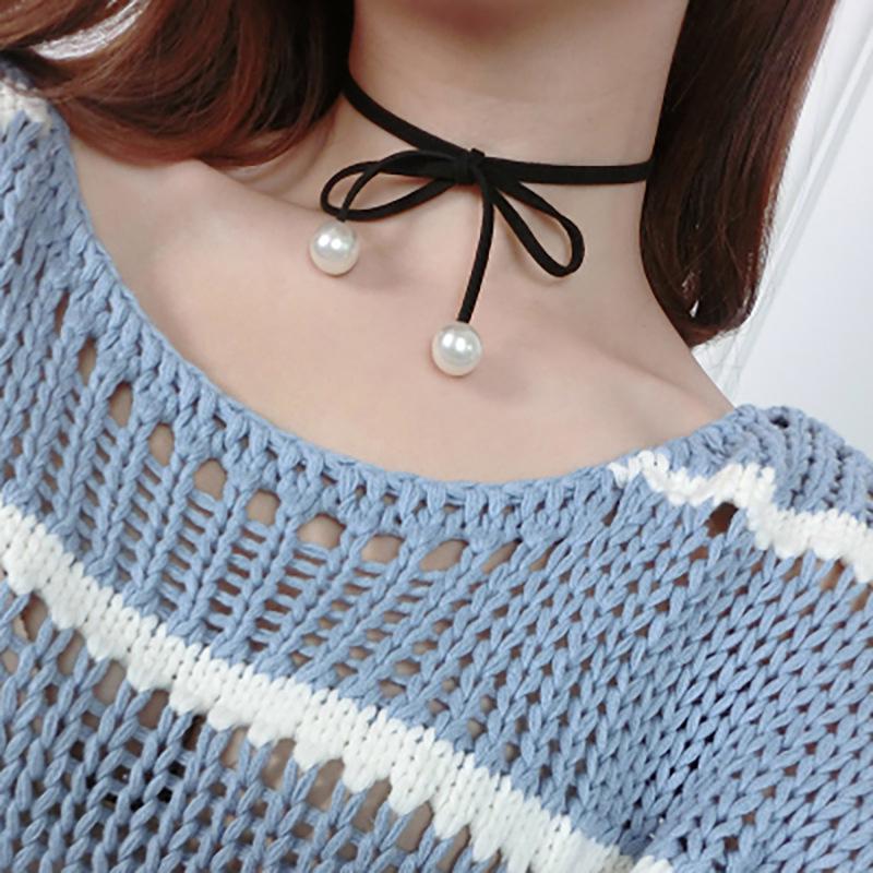 

925 Silver Pearl & Obsidian Choker Necklace - TikTok Style Travel Jewelry 925 Silver