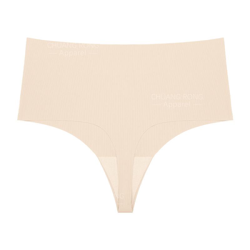 

Ice silk seamless thong women s pure cotton crotch comfortable sports yoga fitness sexy high-waisted t-pants XS грязно-белый