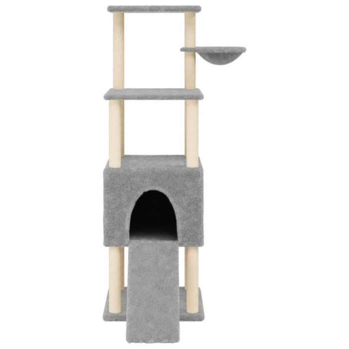 VidaXL Cat Tree with Sisal Scratching Posts Light Grey 153 Cm 172116