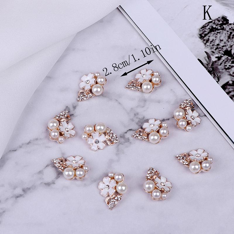 10pcs Pearl Rhinestone Embellishments Buttons Flatback Decorative For Handicraft