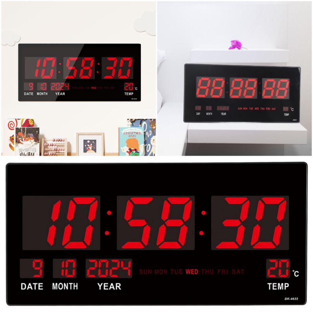 Black Digital Wall Clock LED Screen Perpetual Calendar Clock High Quality LED Wall Clock Home Use