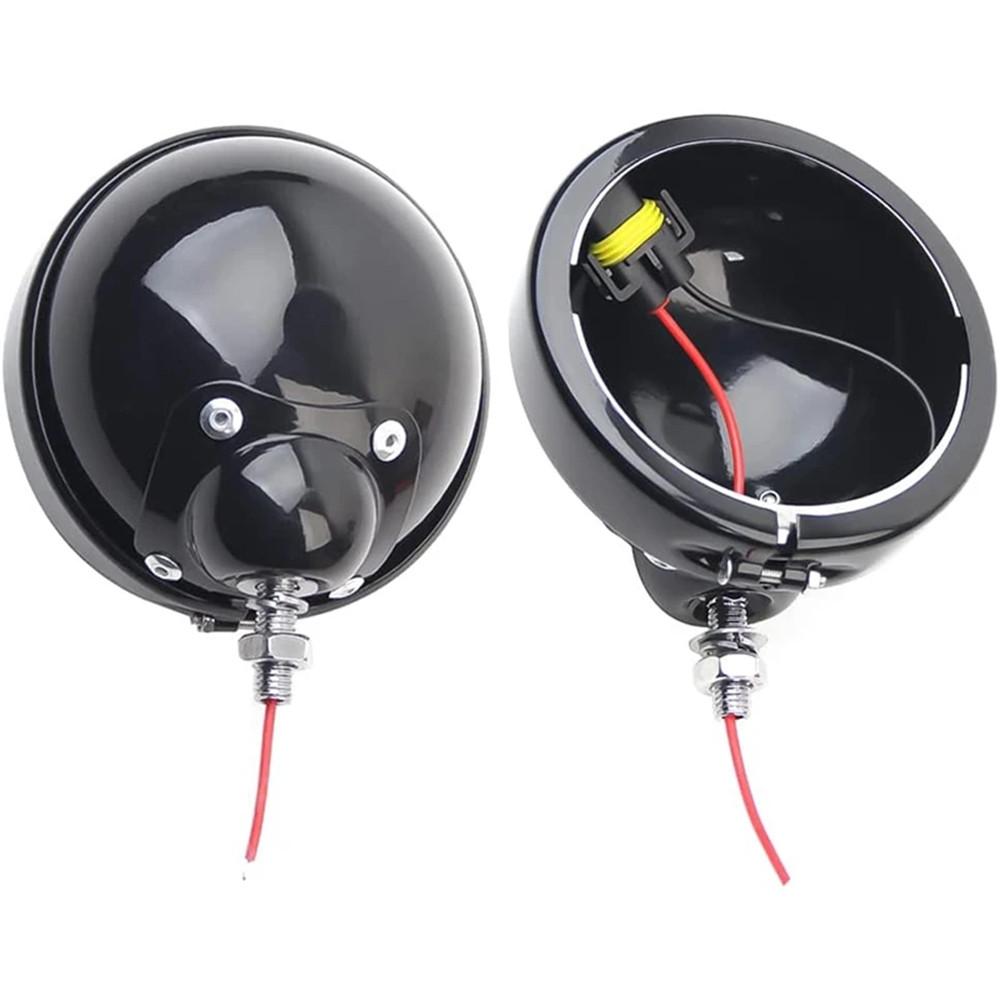 Black/Chrome Housing Ring Mount Bracket fit for Motorcycle 4 1/2" 4.5 inch LED Auxiliary Spot Fog Passing Light Lamp 2Pcs