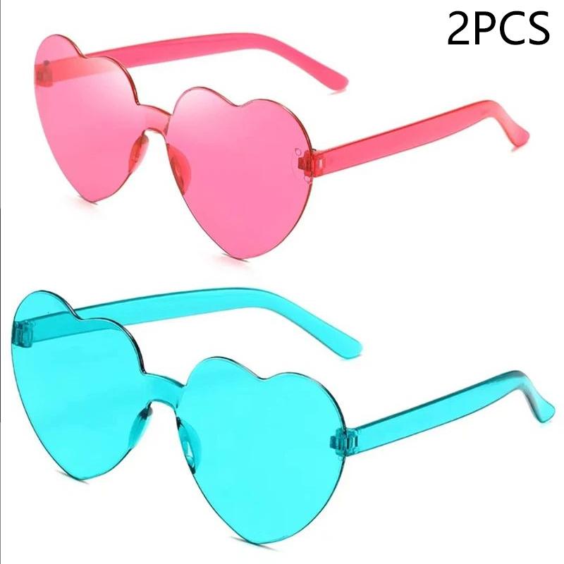 New Love Sunglasses Jelly Color Frameless Heart-shaped Sunglasses Dazzling Color Sunglasses
