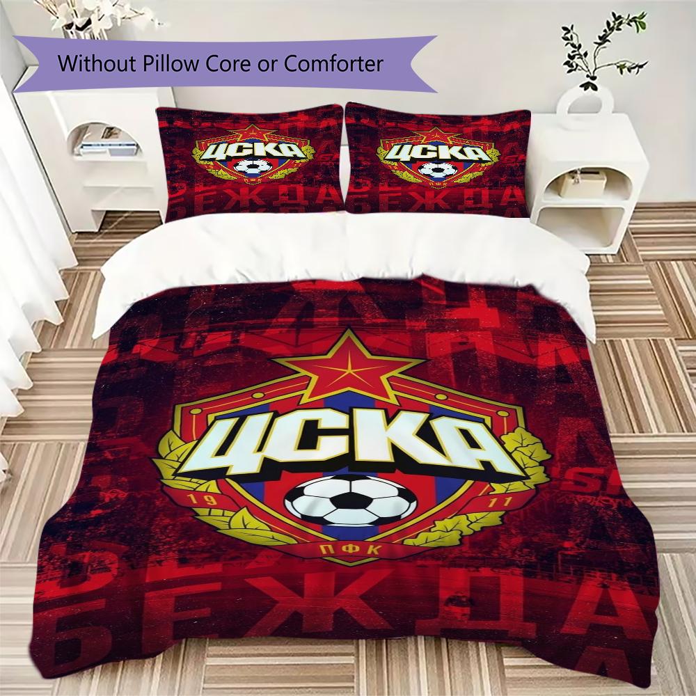 PFC CSKA Sofia Pattern Bedding Uilt Set Uilt Cover Pillowcase Home Decoration Birthday Gift (1 * Duvet Cover + 2 * Pillowcase Without Core)
