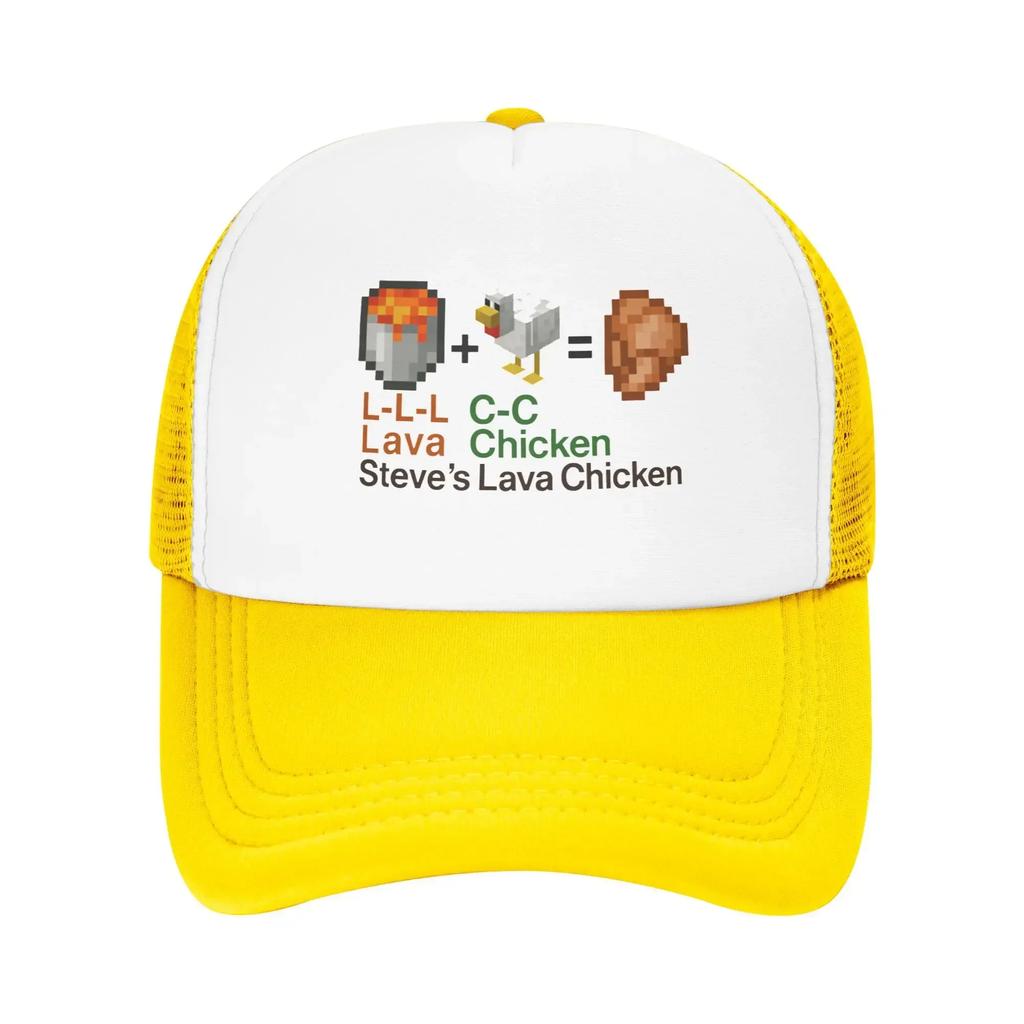 Lava Chicken Steve's Mine Fan Art Pool Party Mesh Baseball Caps Men  Printing Female Beach Coquette Hat Snapback Cap