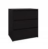 Comodino a 3 cassetti, Nero, Frontali senza maniglie, 70x75x43 cm