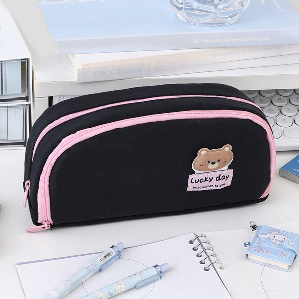 Aesthetic Y2K Stationery Bag Large Capacity Dopamine Pencil Pouch Kawaii Pen Pencil Bag  Office