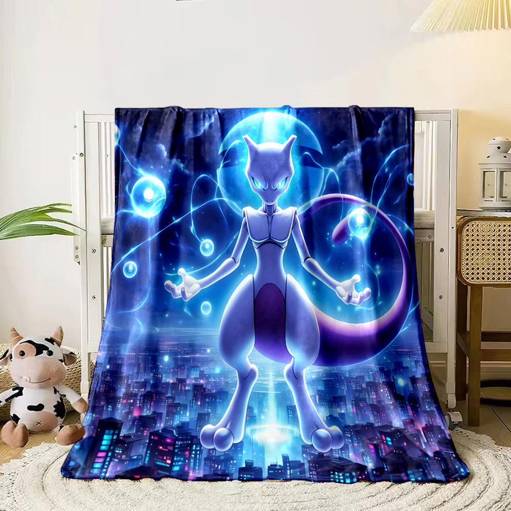 Futuristic character with glowing effects amid a vibrant cityscape. for all seasons blanket lunch break throw gift 80cm x 120cm