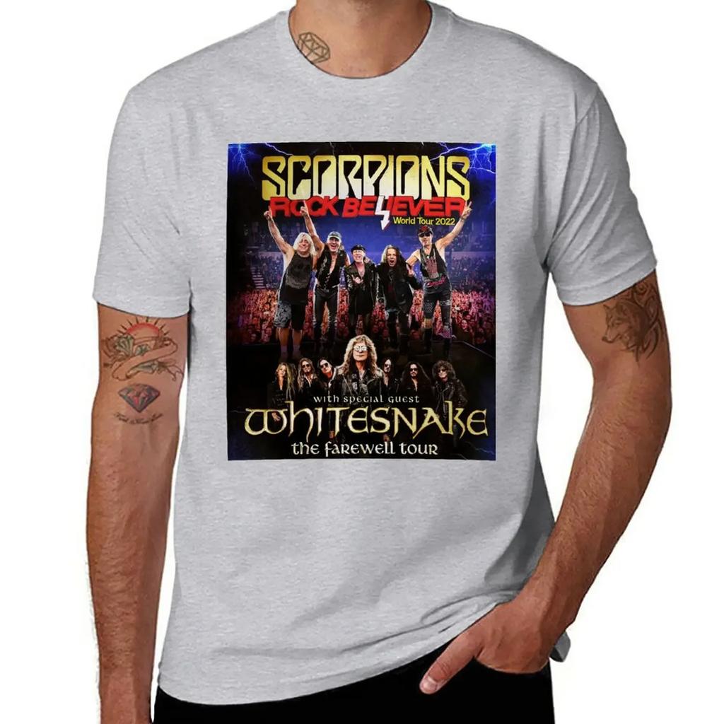 whitesnake scorpio rock believer tour 2022 masmei T-Shirt sweat korean fashion workout shirts for men
