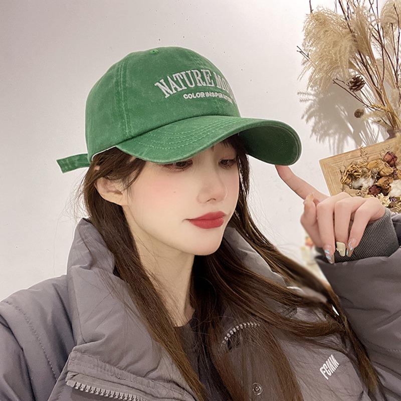 Retro Baseball Cap Female Embroidered Letters Peaked Cap