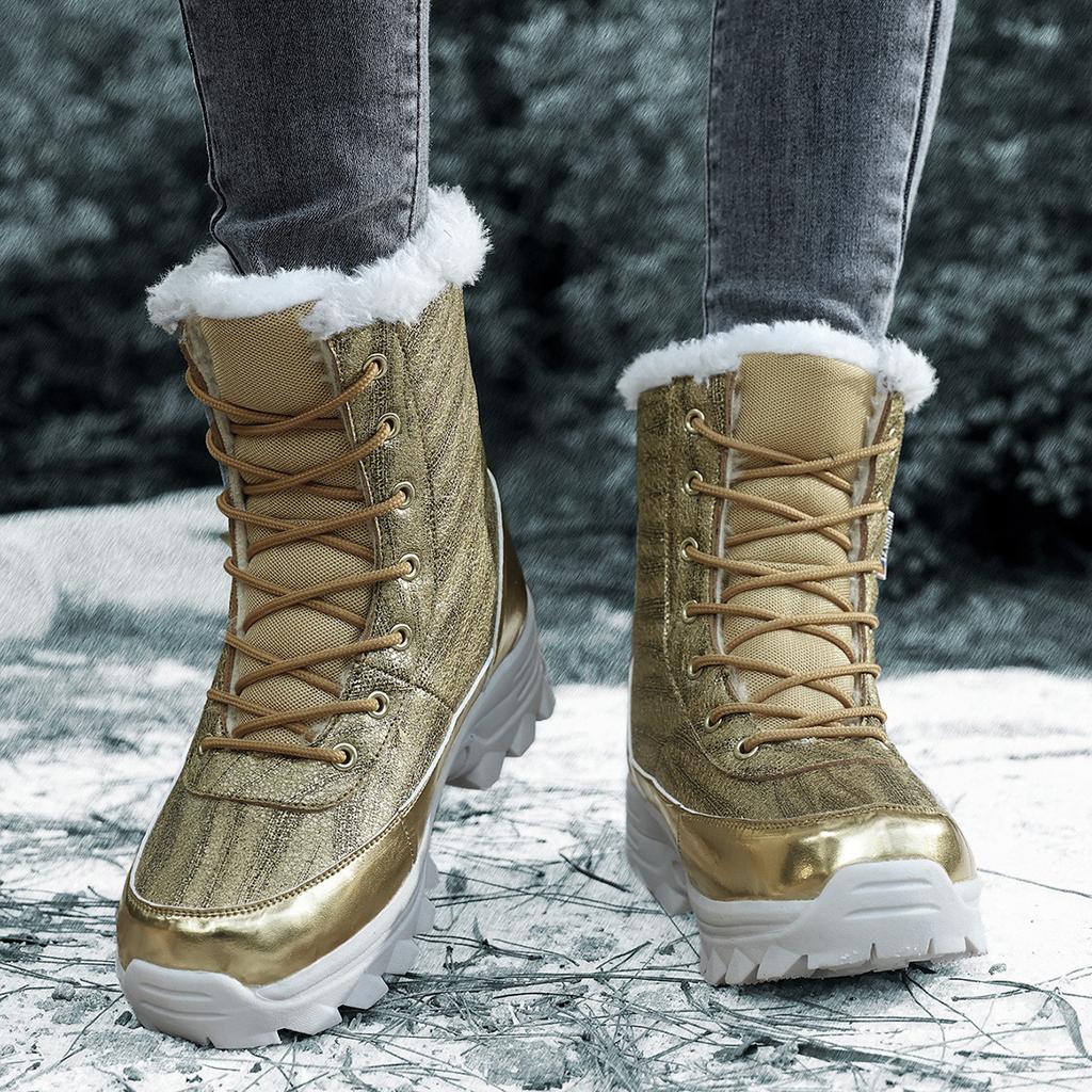 TUINANLE Cotton Shoes for Women Winter Boots Plush Warm Snow Boots Non-slip Thick Sole Female Mid-calf Bling Shoes