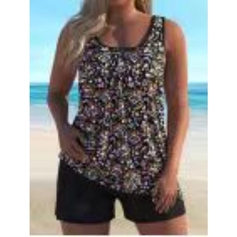 Costume da Bagno Tankini Estivo Due Pezzi Canotta da Donna Costume da Bagno a Quattro Angoli Taglia Grande