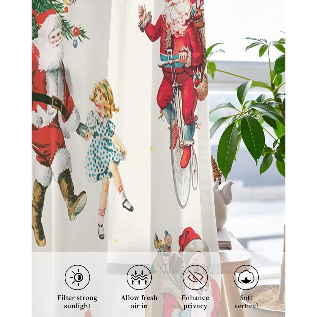Jultomten Gåva Julgran Sovrum Voilegardin Fönsterbehandling Draperier Tyllgardiner för Vardagsrum Skira Gardiner