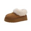 Thick-soled outer wear fur integrated snow boots women's winter velvet cotton shoes 2025 new one-pedal fluffy bread shoes