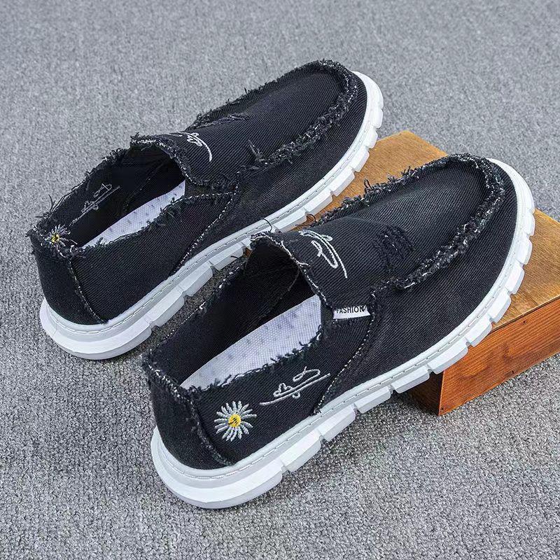 New men's cloth shoes beggar shoes old Beijing cloth shoes men's canvas shoes soft sole wear-resistant one-pedal men's shoes casual