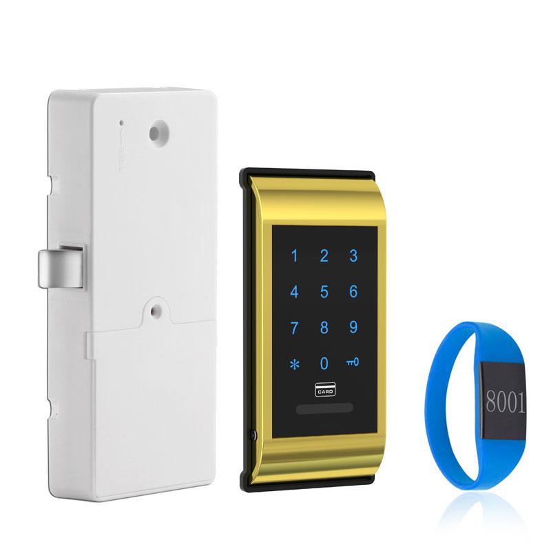 Code Lock for Cabinet, Digital Lock for Drawer, RFID Smart Locker Lock (Golden,Wood Door&Zinc Alloy&Digital locker lock)