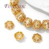 13mm 18K Gold Plated Beads Caps For Jewelry Making,Brass with Zircon Flower Caps,Beads Separators,Necklace&Bracelets Accessories