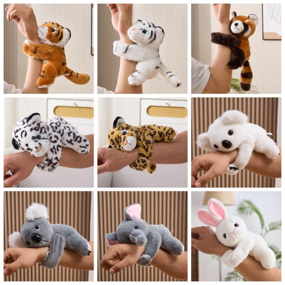 Koala Tiger Slap Snap Wrap Forest Animal Plush Hand Ring Children Game Props