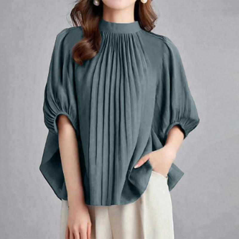 ZANZEA Damen Sommer Rundhals Casual Halbarm Bluse