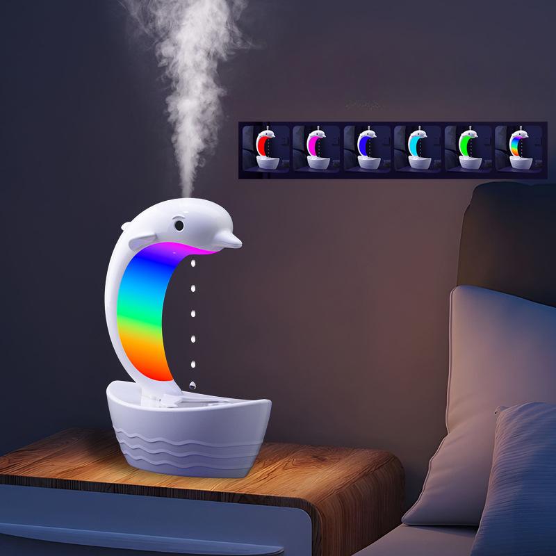 1Pc New Creative Little Dolphin Anti-gravity Humidifier, Desktop Bluetooth Audio, Colorful LED Lights, Ultrasonic Humidifier