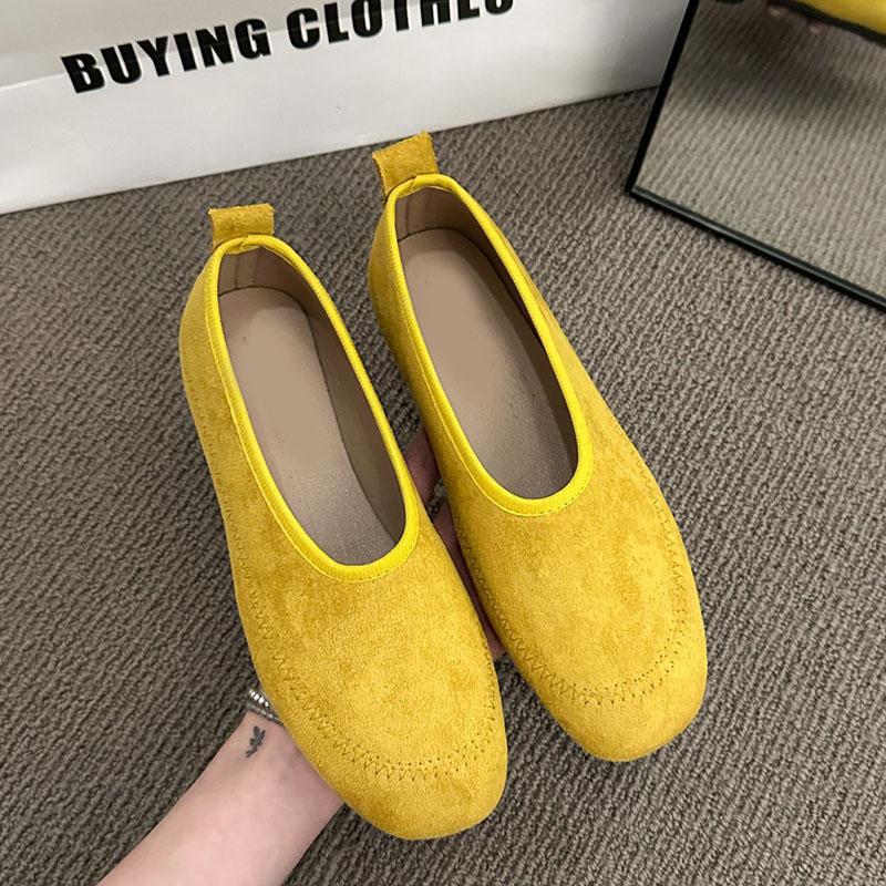 Fashion Comemore Women Flats Casual Retro Round Head Loafers Shoes Women Solid Suede Slip On Ladies Single Shoes Soft-soled Mocasines