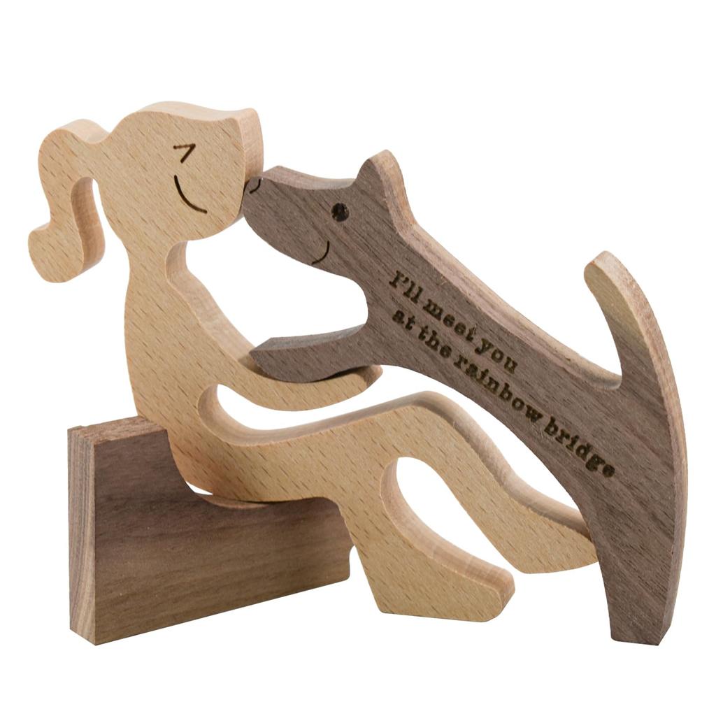 Enkrio Puppy Wooden Sculpture, Wood Carving, Wood Decor, Animal Dog Sculpture, Handmade Dog Figurine, Wooden Craft Sculpture, Pet Lover's Object,