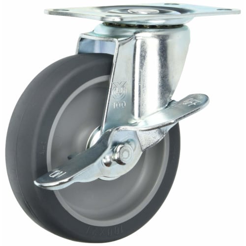 

YUEI Caster: S Series SG-S Type Swivel Caster with Stopper, Elastomer Wheel, Wheel Diameter 100, Manufacturer Model: SG-100ELS