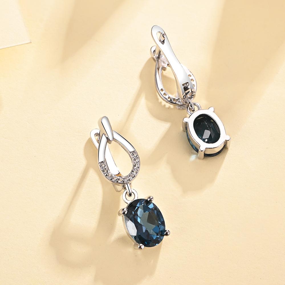 925 sterling silver Natural London blue topaz gemstone Earring Ring pendant necklace fine jewelry for women Anniversary and Engagement Gift