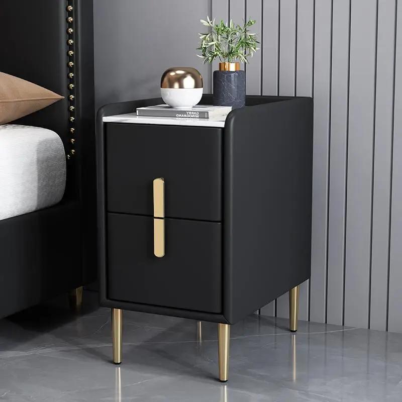 Nordic Light Luxury Modern Solid Wood Bedside Table Cabinet Free Installation Mini Bedroom Multi-layer Shelf Storage Cabinet