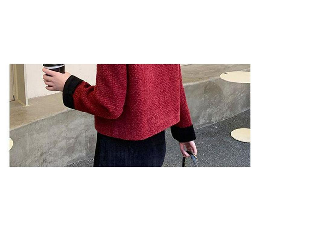 2025 Elegant Petite Red Wool Jacket - Felt French-Korean Style for Women