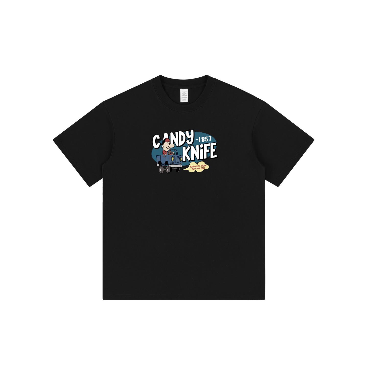 

Retro Street Trend Cartoon Print Minimalist Unisex Loose Short Sleeve T-Shirt 3XL чёрный