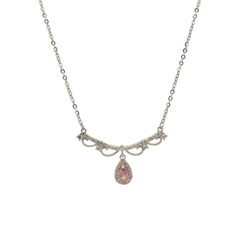 

S925 Silver Rhinestone Waterdrop Necklace Sweet Girly Versatile Daily Wear Gift for Friend 925 silver алмаз