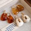 Acrylic Square Pendant Ear Buckle Maillard Simple Fashion Retro Temperament Earrings Light Luxury High-end Earrings Women